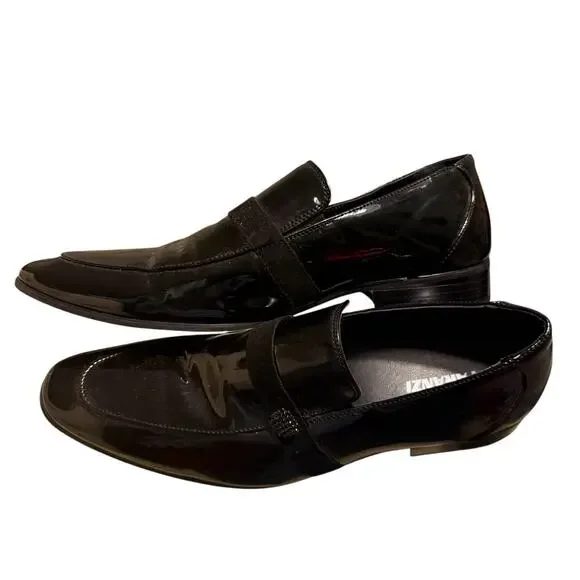Faranzi Mens Black Patent Leather Loafer Slip-On Tuxedo Dress Shoe Size 12 - Picture 2 of 10